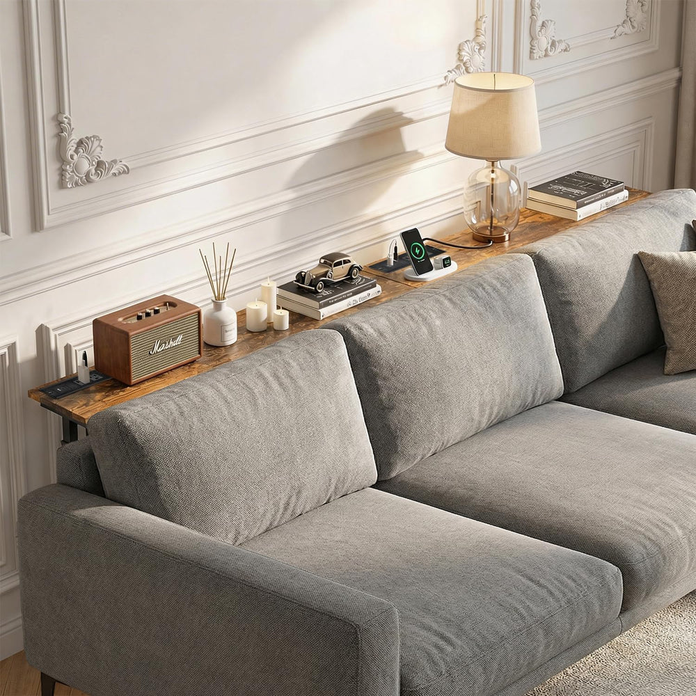 2 Pack Behind Couch Table with Charging Station, 78.8" Long Narrow Sofa ...
