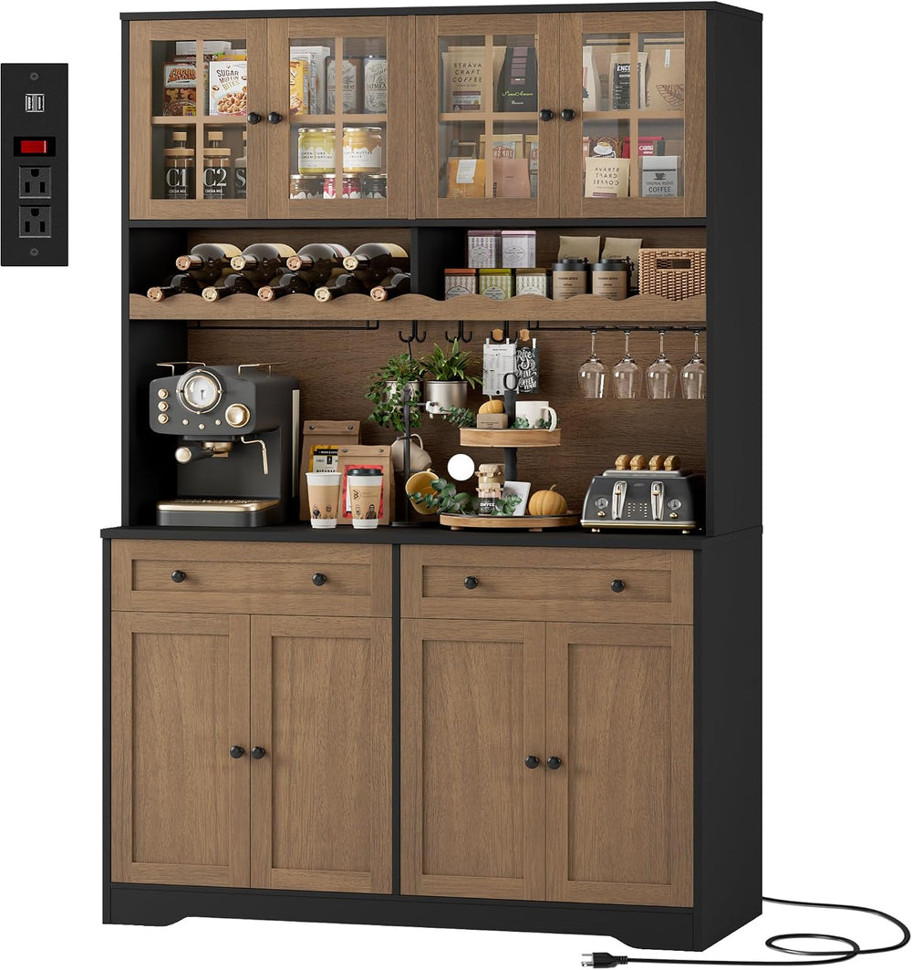 HOSTACK 75" Kitchen Pantry Storage Cabinet, Coffee Bar Hutch Cabinet, Br...