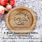 5 Year Anniversary Wood Gifts for Him Her, 5th Anniversary Ring Holder | Wood Wedding Anniversary Decor Ring Dish Jewelry Tray for Him Her Husband Wife Boyfriend Girlfriend Couple Birthday Christmas