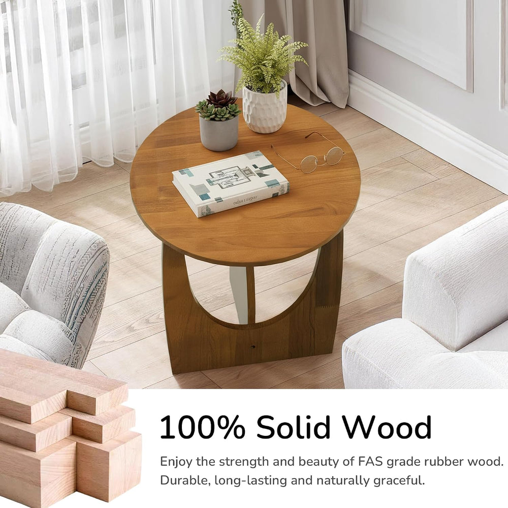 Round End Side Table - 19.7" Unique Tall Round Side Tables Living Room, ...