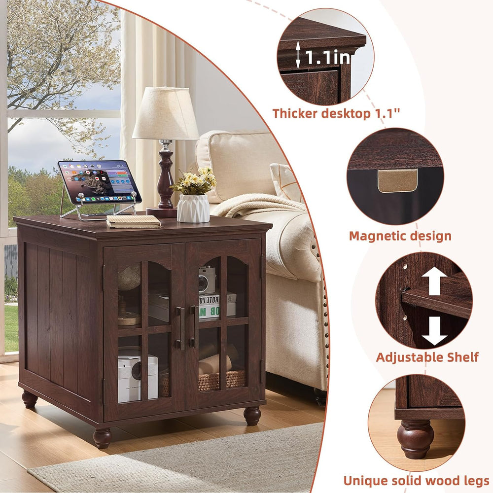 RWYHG End Table Set 2 with Charger, 18'' Nightstand and 24" Side...