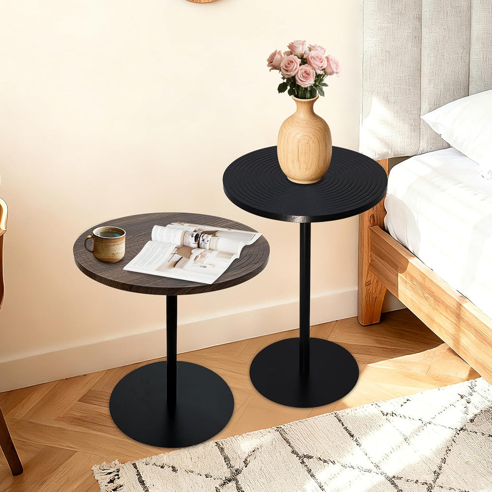 Round Side Table Set of 2, End Tables for Living Room Bedroom, Small Nesting ...