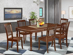 East West Furniture DODA7-MAH-W 7 Piece Kitchen Table & Chairs Set Consist of a Rectangle Dining Room Table with Butterfly Leaf and 6 Solid Wood Seat Chairs, 42x78 Inch, Mahogany
