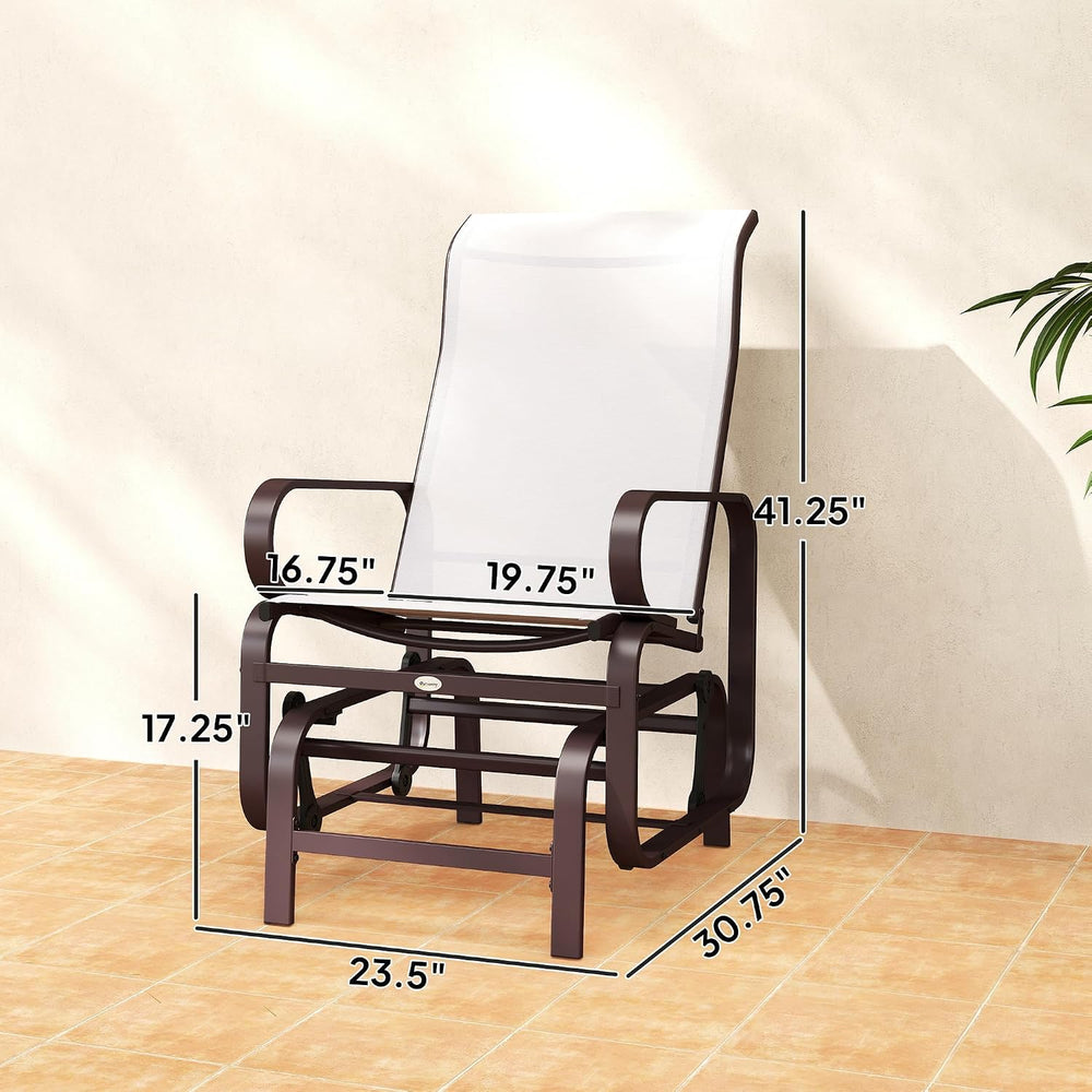 Outsunny Outdoor Glider Chair Set of 2, Smooth Gliding Mechanism, Beige