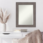 Amanti Art Grey Wall Mirror 29x23 Country Barnwood Rectangle Bathroom Mirror for Wall Decor Living Room, Medium Rustic Farmhouse Wood Frame, Hangs Horizonally and Vertically, Bathroom Decor, Beveled