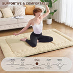 Japanese Floor Futon Mattress Twin Size, 25D High Density Support Foam, 4" Thicken Foldable Mattress Tatami Mat Sleeping Pad Suitable for Camping, Guest Room, Designed in Japan (Beige 39"x 80")