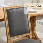 Upholstered Back Dining Chairs Set of 4, French Country Padded Kitchen Chairs, Rustic Solid Wood Farmhouse Chairs for Dining Room & Breakfast Nook, Dark Gray