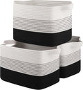 Storage Basket for Organizing, Woven Baskets for Storage, Rectangle Decorative Baskets for Shleves, Closet, Toys, Books, Nursery Organizer Bins - Pack of 3 (Gradient Black, 13"x9.85"x8.7")
