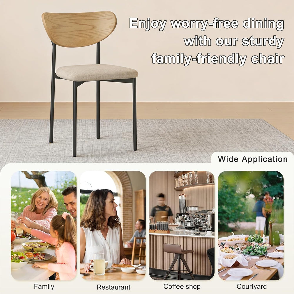 Beige Dining Chairs Set of 2, Upholstered Modern Kitchen Chairs Dining Room C...