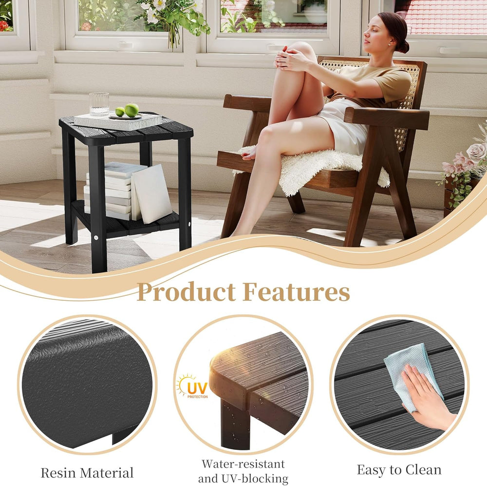 PatioZen Coffee Table Small Outdoor Side Table Weather-Resistant & Easy A...