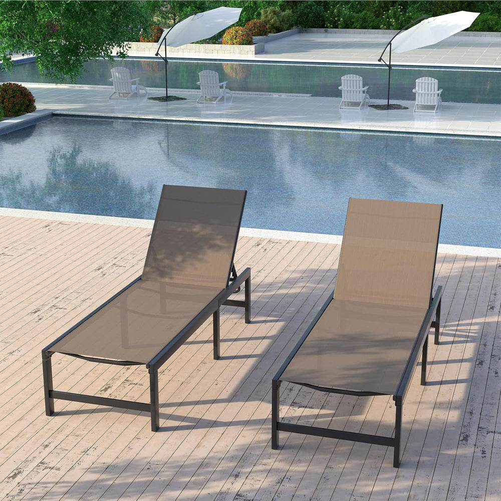 UDPATIO Outdoor Chaise Chairs & Table 3 Pieces Pool Lounge Chair, Poolsid...