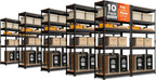 HOMEDANT 5 Tier Storage Shelves Adjustable Laminated Boltless Garage Metal Shelving Unit Heavy Duty Utility Rack Shelf Warehouse Pantry Closet Kitchen (10, (S) 28" W, Black)