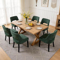ClinQ Wooden Dining Chairs Set of 6, Modern Fabric Upholstered Kitchen Chairs Dining Chair, Mid Century Modern Chair for Kitchen Dining Room, Farmhouse Kitchen Chairs, Dark Green-Black Legs