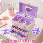 Giggle & Honey Musical Unicorn Jewelry Box for Girls - Kids Music Box with Spinning Unicorn, Unicorn Birthday Gifts for Little Girls, Jewelry Boxes, 6.8 x 5.3 x 6 in - Ages 3-10