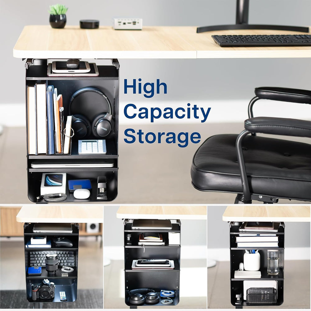 VIVO Under Desk Storage Cabinet, High Capacity Shelving Unit with Height Adju...