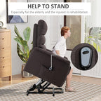 HOMCOM Power Lift Recliner Chair for Elderly, Easy Assembly, Fabric Lift Chair for Adults, Recliner Sofa with Remote Control, Side Pockets for Living Room, Brown