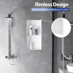 Stainless Steel Shower Niche 12" X 24", No Tile Needed Wall Niche with Double Shelves, Recessed Shower Shelf for Bathroom Storage, Matte White