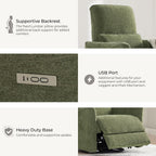 CHITA Power Swivel Glider Recliner Chair, Nursery Glider, Medium, Green | FSC Certified Upholstery Rocking Chair, Lumbar Support, Reclining Chair for Living Room / Nursery