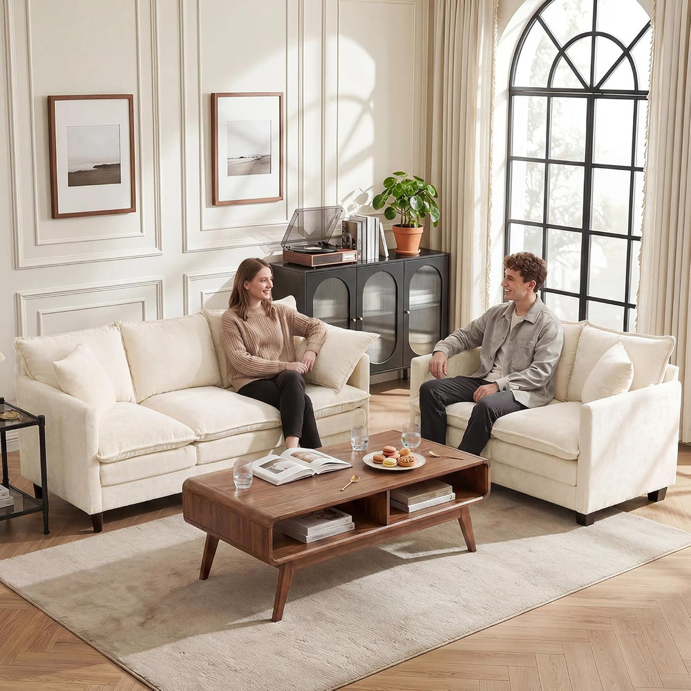 Loveseat Sofa Couch, Small Mini Compact 50" Love Seat 27" Deep Clou...
