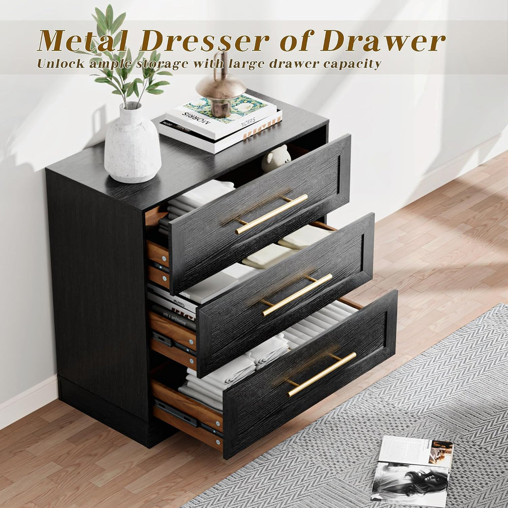 Anbuy Night Stand Large Bedside Side Table with 3 Drawers, Modern Wood Nights...