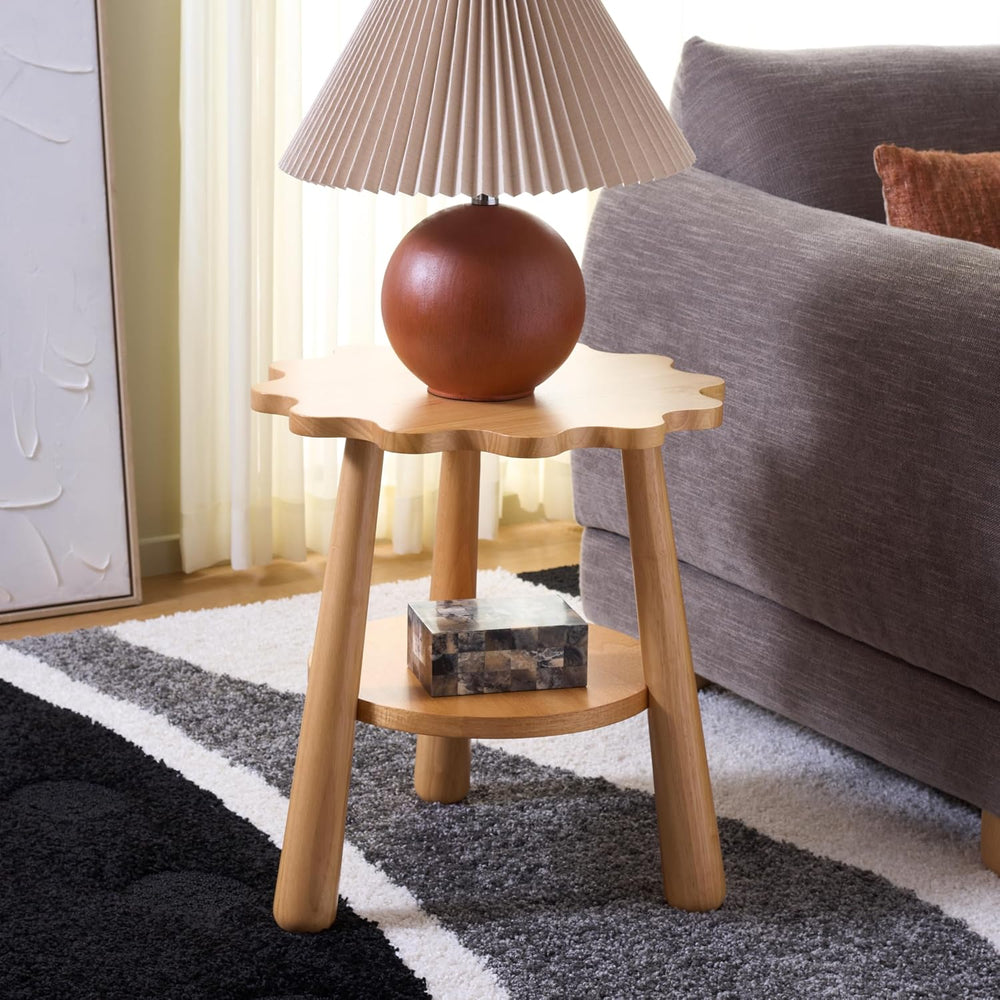 SAFAVIEH Home Collection – Forsythe Natural Brown Accent Table with Lower She...
