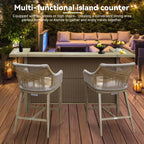 Domi Outdoor Home Bar Unit, All-Weather Wicker & Aluminum Frame Farmhouse Bar Furniture with Storage, Waterproof Rattan Buffet Table with Shelves and Cabinet, Easy-to-Clean for Patio Kitchen