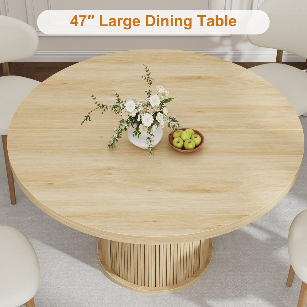IDEALHOUSE 47" Round Dining Table for 4-6, Modern Farmhouse Kitchen Tabl...