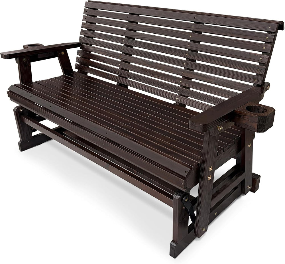 Fortune Candy Patio Glider with Cup Holders, Chocolate Tone, 3-Seater
