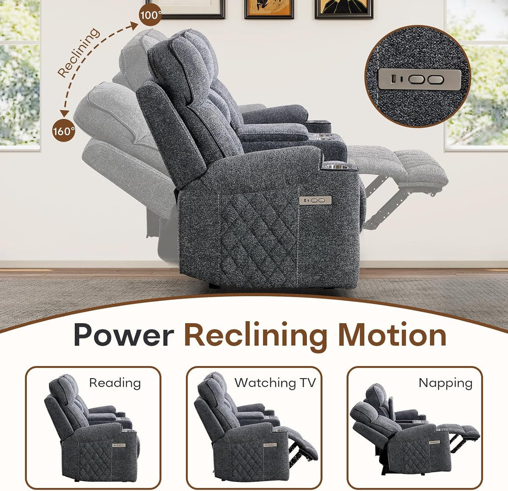 HAOMARKETS 2-Piece Power Recliner Sofa Set with Charging Port, Include 2-Seat...