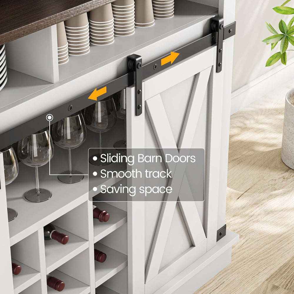 IDEALHOUSE Coffee Bar Cabinet, Farmhouse Buffet Cabinet with Storage, 75&quot...