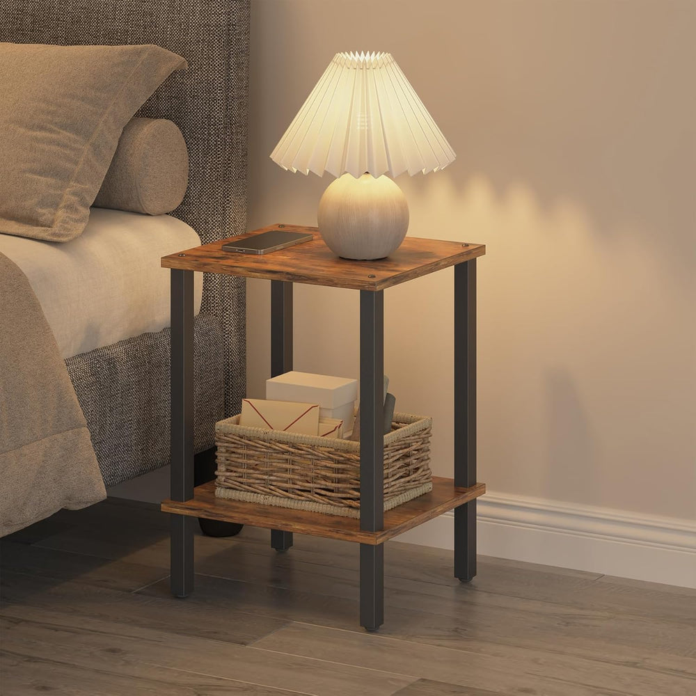 TUTOTAK End Table, Set of 2, Side Table, Nightstand, 2-Tier Storage Shelf, So...