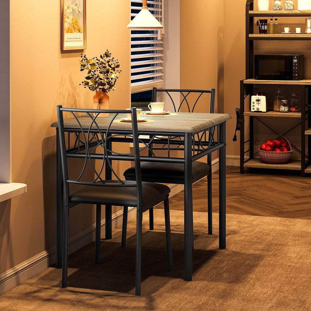 Dining Table Set for 2, Kitchen Table with 2 Upholstered Chairs, Wood 3-Piece...