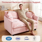 Loveseat Sofa Couch, Small Mini Compact 50" Love Seat 27" Deep Cloud Sofa Seat Washable Chenille Pillow for Apartment Bedroom Dorm Attic Studio Office Living Room Small Space 50-Pink