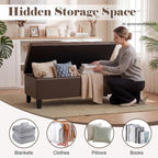 Asense 45" Storage Ottoman Bench,Faux Leather Upholstered Ottoman with Legs,Tufted Ottoman with Safety Hinge,Storage Bench for Bedroom,Living Room,Entryway,Chocolate Brown