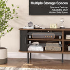 55''W Modern TV Stand Cabinet with Storage for TVs up to 60 Inch, Fluted TV Entertainment Center with Slatted Tambour Doors, Media Console for Living Room, Entryway, Black
