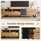 Ball & Cast 70" Modern TV Stand for TVs up to 80", Media Console with Drop-Down Door, 2 Drawers & Adjustable Shelf, Entertainment Center w/Ample Storage for Living Room, Home Theatre,Wood