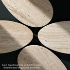 Natural Travertine Tray for Jewelry & Candle Holder | Unique solid stone with natural veining & holes. Versatile catchall for bathroom, vanity, entryway, or coffee table.