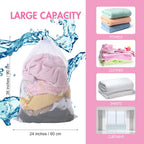 Berlune 30 Pack 24 x 36 Inches Large Mesh Bags for Laundry, Wash bags, Sturdy Mesh Material Closed with Drawstring, Factory, University, Dormitory, Travel and Apartment Dweller (White)