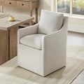 Upholstered Dining Chairs with Casters, No Assembly Modern Accent Armchair with Rollers for Dining Room, Bedroom, Living Room, Reading Room, Already Assembled, Linen, 1 Box