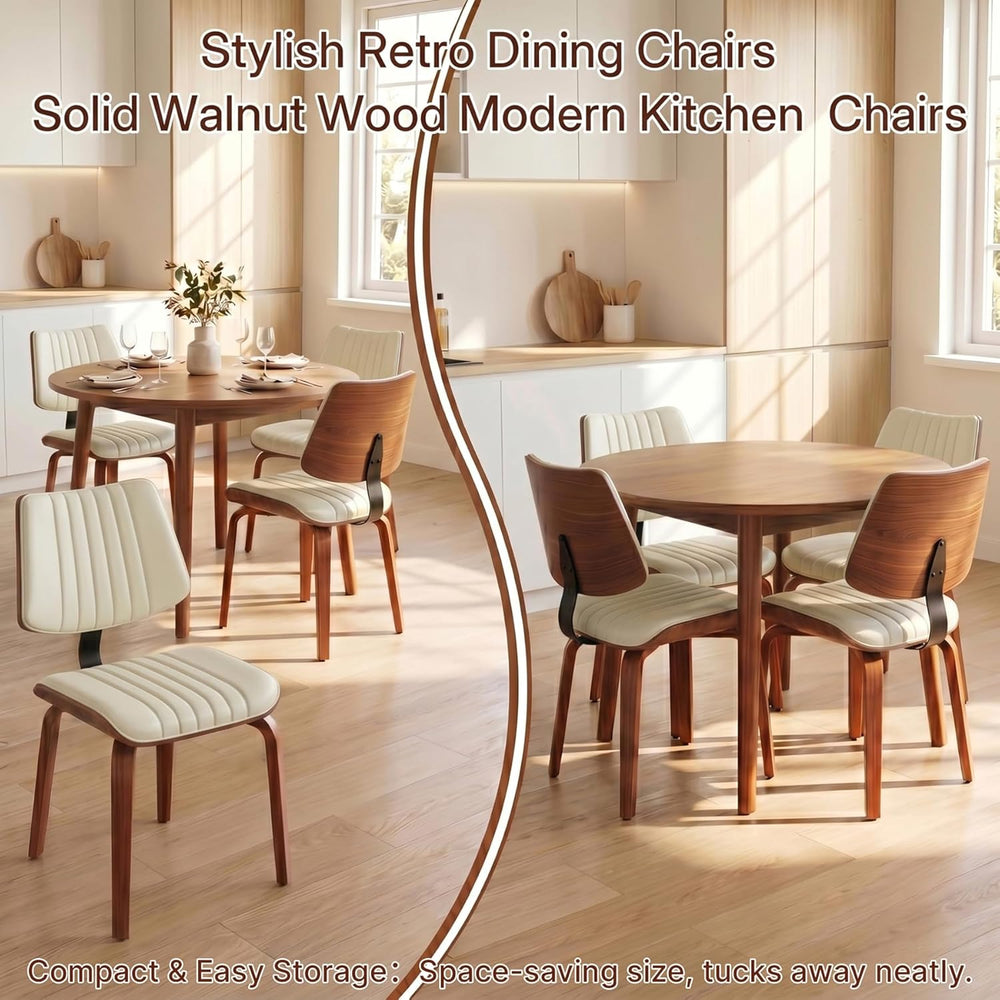 Dining Chairs Set of 2,Mid Century Modern Upholstered Kitchen Chairs with Erg...