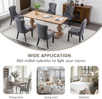 KCC Velvet Dining Chairs Set of 6, Upholstered High-end Tufted Dining Room Chair with Nailhead Back Ring Pull Trim Solid Wood Legs, Nikki Collection Modern Style for Kitchen, Grey