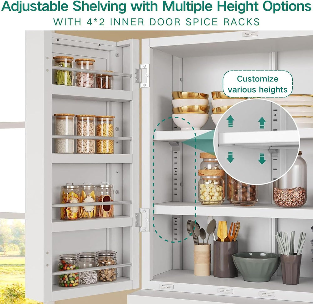 YITAHOME 71" Metal Kitchen Pantry Storage Cabinet with 4 Doors, 4 Adjust...