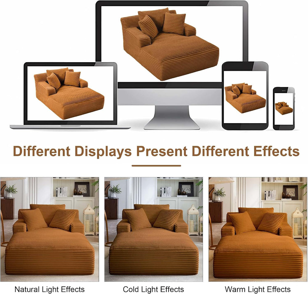 Tmsan Oversized Chaise Lounge Chair Indoor, 78.7" Extra Deep Floor Cordu...