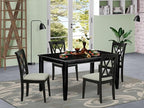 East West Furniture DUCL5-BLK-C 5 Piece Kitchen Table & Chairs Set Includes a Rectangle Dining Table and 4 Linen Fabric Dining Room Chairs, 36x60 Inch, Black
