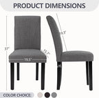 VECELO Upholstered Dining Chairs Set of 4, Modern Fabric and High Back & Solid Wood Legs, Parsons for Kitchen/Living Room- Dark Gray