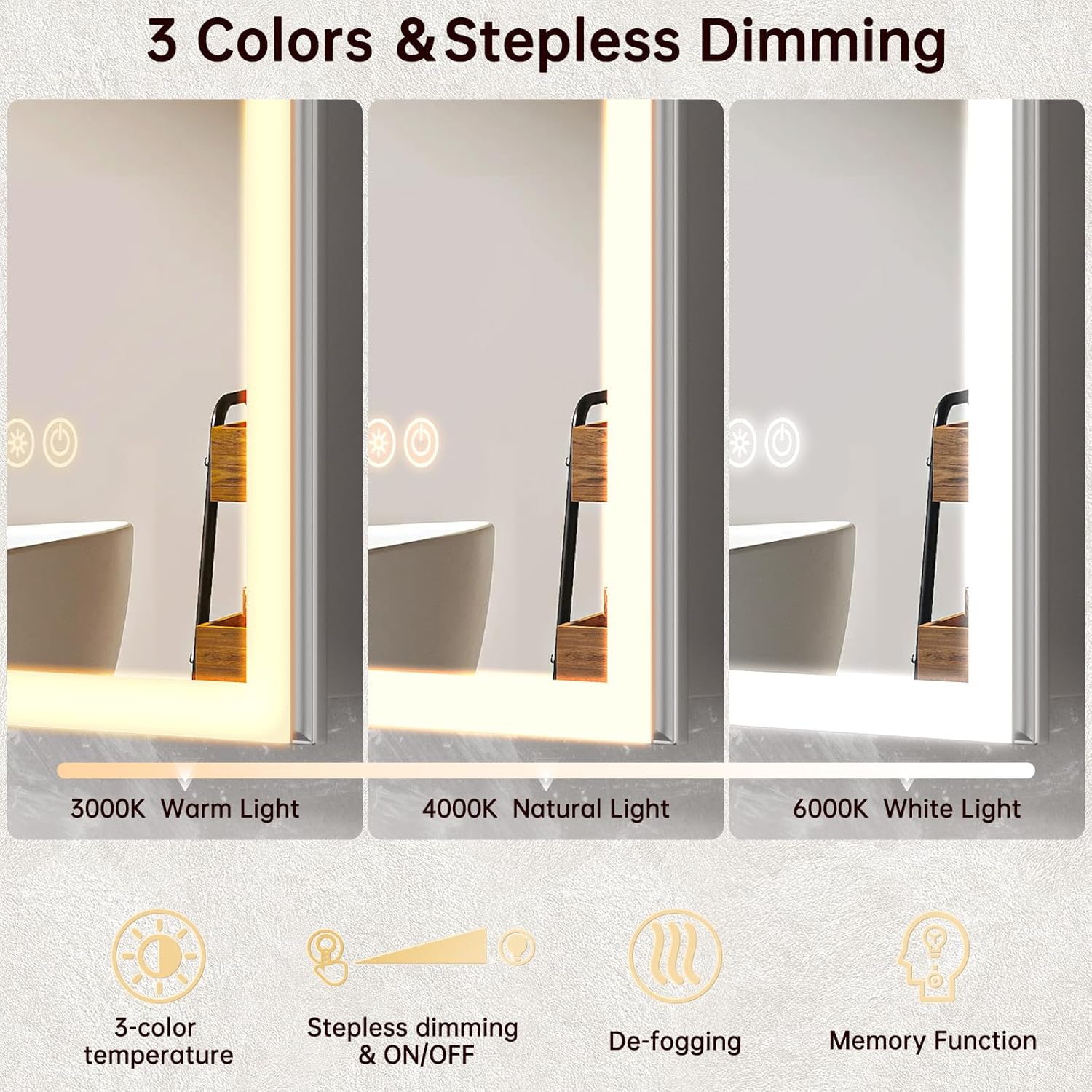 60"x32" Medicine Cabinet Mirror, LED Lighted Medicine Cabinet with Electrical Outlet＆USB, Anti-Fog, 3 Colors Temperature Stepless Dimmable, Aluminum Cabinet for Storage and Mordern Decor