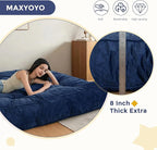 MAXYOYO 8" Futon Mattress, Full Size Extra Thick Futons Sofa Couch Bed for Adults, Velvet Floor Mattress Shredded Foam Filling (Frame Not Included)