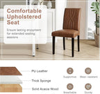 VECELO Upholstered Dining Chairs Set of 4, Modern PU Leather and Solid Wood Legs & High Back for Kitchen/Living Room- Brown