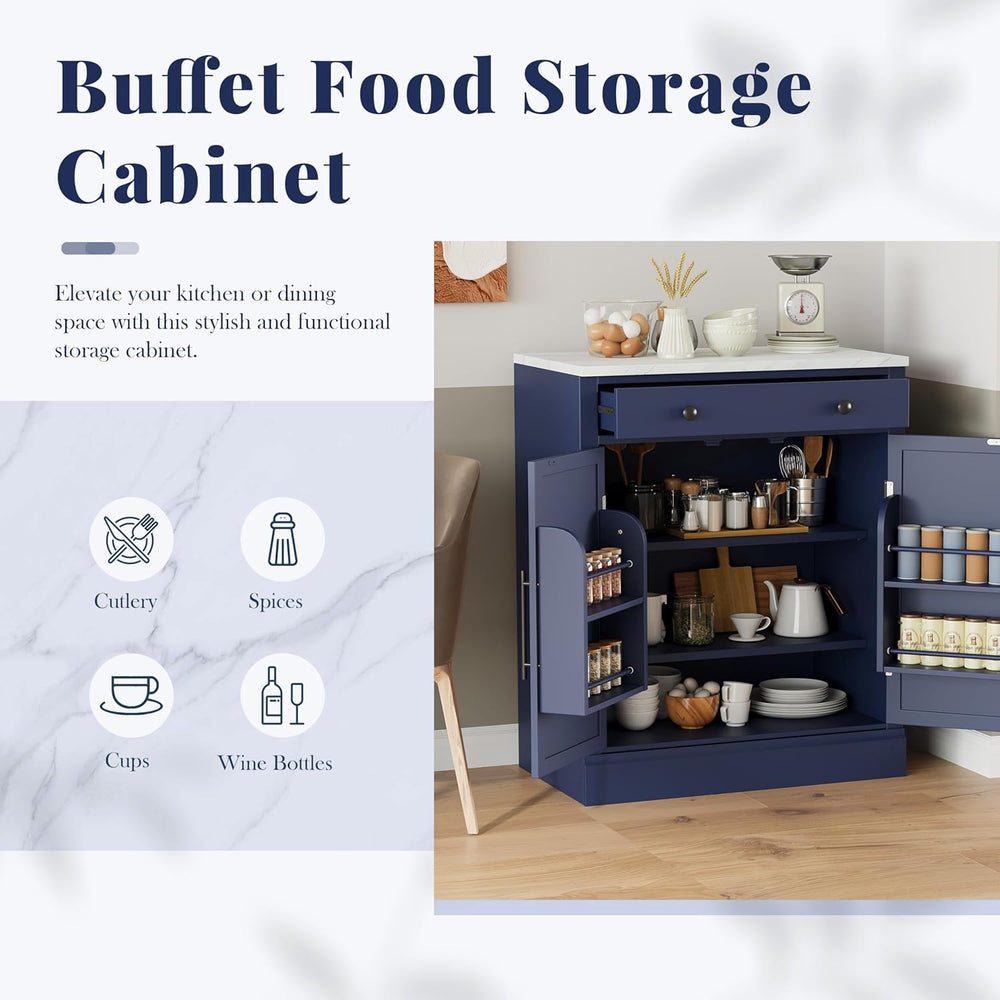Merax Kitchen Pantry Storage Cabinet Freestanding Cupboard with Darwer, 2 Adj...