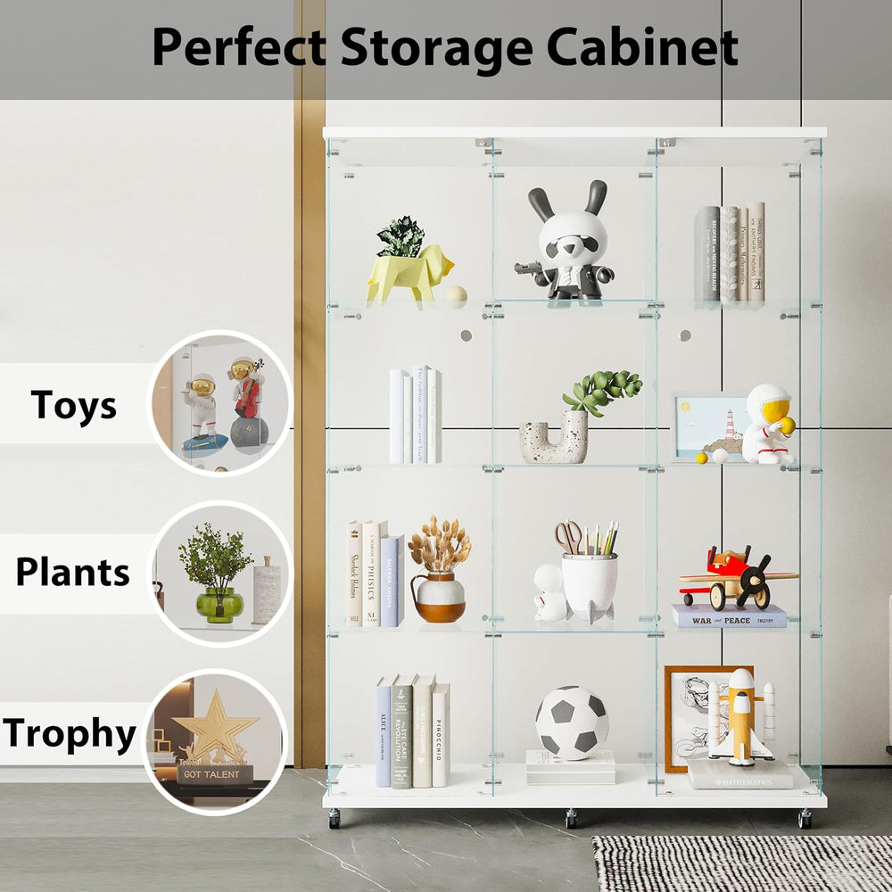 66.5" H 4-Shelf Extra Large Glass Display Cabinet with Double Doors,Mode...